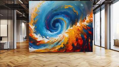 Vibrant oil swirl textures on canvas for creative expression with dynamic patterns and colorful fluid artwork design Wall mural