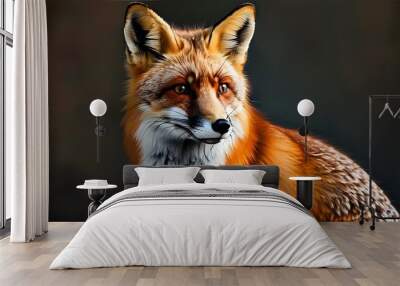 Vibrant portrait capturing the beauty and elegance of a red fox in its natural habitat Wall mural