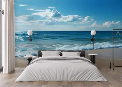 Vibrant Summer Bliss by the Blue Sea and Sandy Beach Wall mural