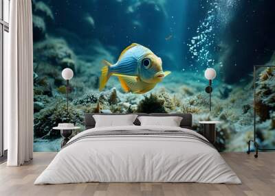 Vibrant underwater world filled with colorful coral reefs and exotic fish creating a serene aquatic landscape Wall mural