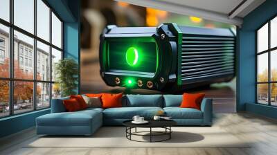 vivid green laser beams illuminating the darkness Wall mural