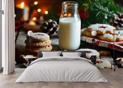 Warm Christmas Spirit with Cookies and Milk Wall mural