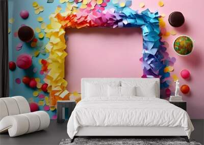 whimsical confetti frame in a charming and playful sweet space Wall mural