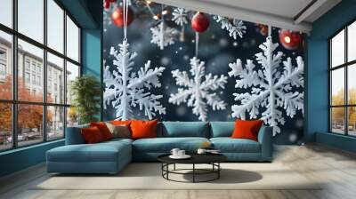 Winter Wonderland: Festive Snowflake Decorations for a Joyful Holiday Banner Wall mural