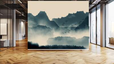 Chinese ink and water landscape painting Wall mural