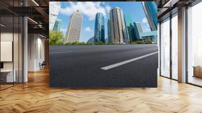 Highway Road and Skyline of Modern Urban Buildings in Shanghai.. Wall mural