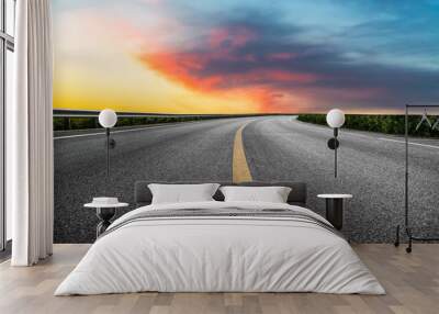 Sky Highway Asphalt Road and beautiful sky sunset scenery Wall mural