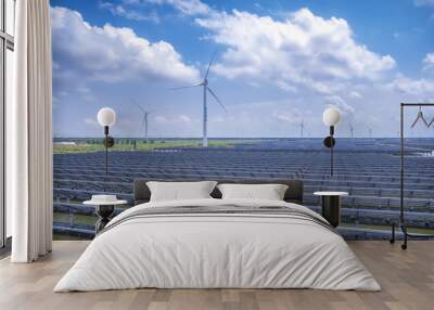 Solar panel, photovoltaic, alternative electricity source - concept of sustainable resources Wall mural