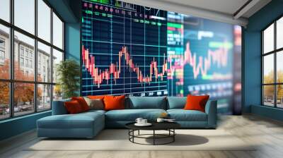 Stock market map on the background generated by AI; free photos Wall mural