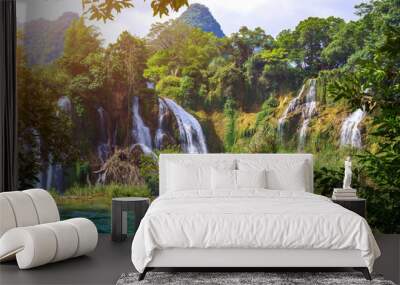 Stunning view at Detian waterfalls in Guangxi province China Wall mural