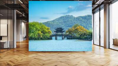 The beautiful landscape of West Lake in Hangzhou Wall mural