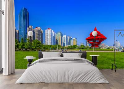 Urban architecture and skyline of Qingdao Wall mural