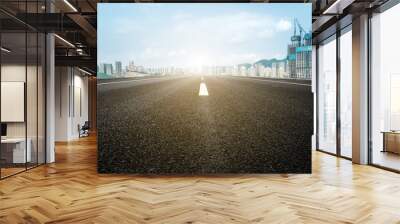 Urban road ground and modern architectural landscape Wall mural