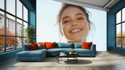 A beautiful woman close-up, facial skin care display Wall mural