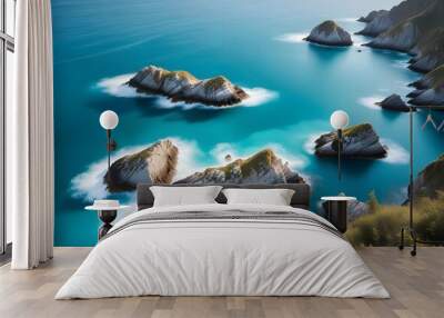 Beautiful beach scenery, high angle view of the sea Wall mural