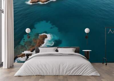 Beautiful beach scenery, high angle view of the sea Wall mural