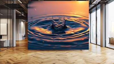 Basketball Splash Creating Ripples in Still Water with Soft Evening Glow and Macro Details Wall mural