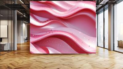 Festive pink glittering waves with sparkling accents in a seamless pattern for celebration and holiday design Wall mural