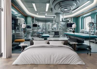 Futuristic surgical room showcasing advanced healthcare technology and modern medical equipment for innovation in medicine Wall mural