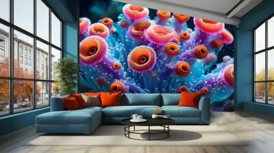 Surreal Underwater World of Alien Sea Anemones in Digital Fantasy Wall mural