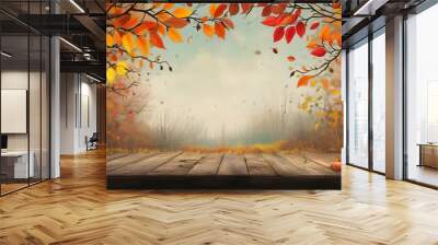 Vibrant autumn landscape featuring colorful foliage and serene natural beauty Wall mural