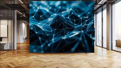 Blue Business Concept Technology Company Promotion Background with Information Nodes Wall mural