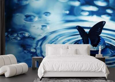 Blue_minimalist_atmospheric_light_spot_water Wall mural