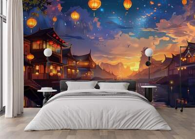 Hanyi_Festival_River_Lantern_Zhongyuan_Festival_Fest Wall mural