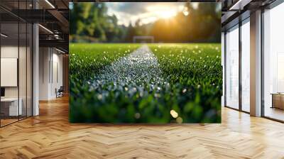 Beautiful Green Grass on the Football Field with a Focus
 Wall mural