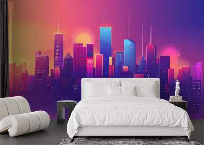 city skyline illustration Wall mural