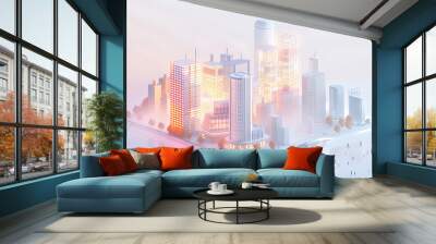 city skyline Wall mural