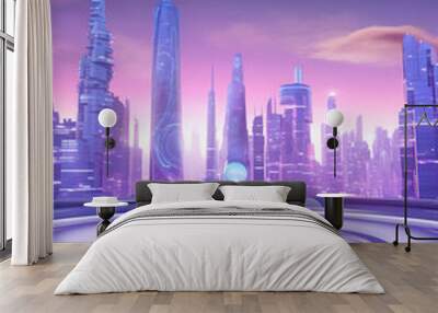 cyberpunk city Wall mural