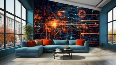 technology banner Wall mural