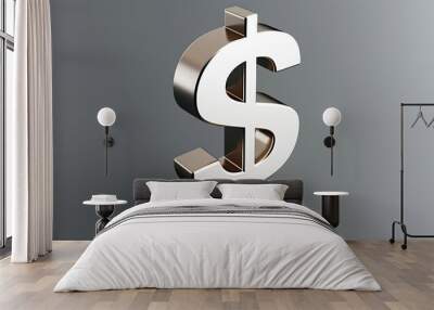 3d render of dollar sign on grey background Wall mural