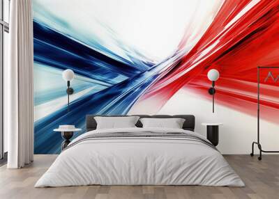 Abstract background with red, blue, and white colors, a futuristic technology concept, with motion blur Wall mural