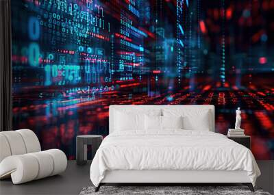 Abstract communication and future technology data flow Wall mural