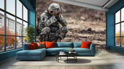 american soldier depressed ptsd anxiety Wall mural