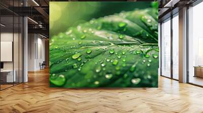 Green leaf background close up view. Nature foliage abstract of leave texture for showing concept of green business and ecology for organic greenery and natural product background. 3D illustration Wall mural