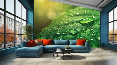 Green leaf background close up view. Nature foliage abstract of leave texture for showing concept of green business and ecology for organic greenery and natural product background. 3D illustration Wall mural