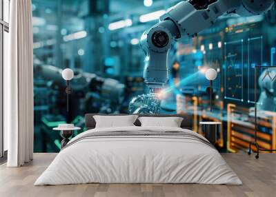 Industrial robots on the modern factory floor Wall mural