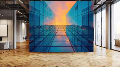 Modern architectural glass facade Wall mural