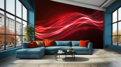 Red ribbon, technical background, abstract material Wall mural