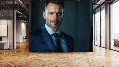 Successful mature businessman looking at camera with confidence. Generative AI Wall mural