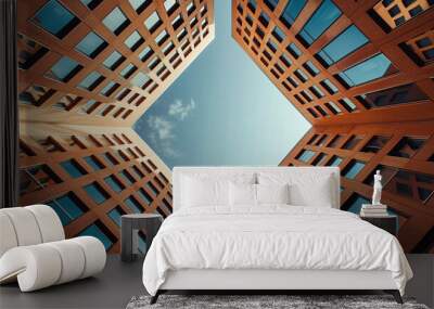 Urban architecture photography in a minimalist concept with geometric patterns. Generative AI Wall mural