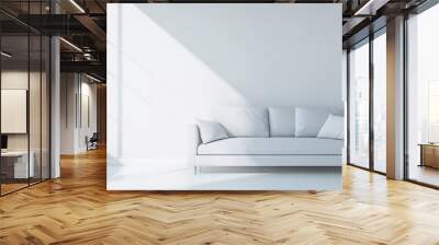 Grey Minimalism: Empty Wall, Soft Sofa Wall mural