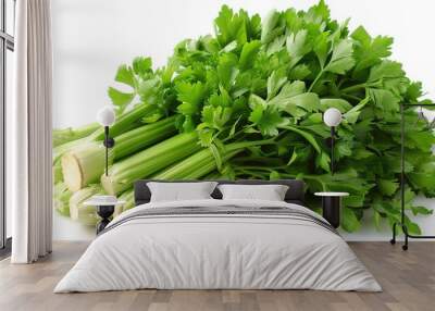 A single, fresh vegetable is placed on a clean and unblemished white background. The vegetable has a natural shape, with its unique curves and contours. It might have a vibrant color that catches the  Wall mural