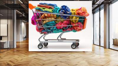 A single shopping item is placed on a clean and uncluttered white background. The item might be a fashionable piece of clothing with unique patterns or a stylish accessory. It could have interesting d Wall mural