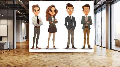 Stunning Cartoon Characters and Business People Elements: A Dynamic and Colorful Visual Ensemble. Showcasing Creativity and Professionalism. Wall mural