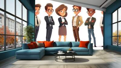 Stunning Cartoon Characters and Business People Elements: A Dynamic and Colorful Visual Ensemble. Showcasing Creativity and Professionalism. Wall mural