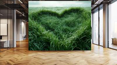 heart in grass Wall mural